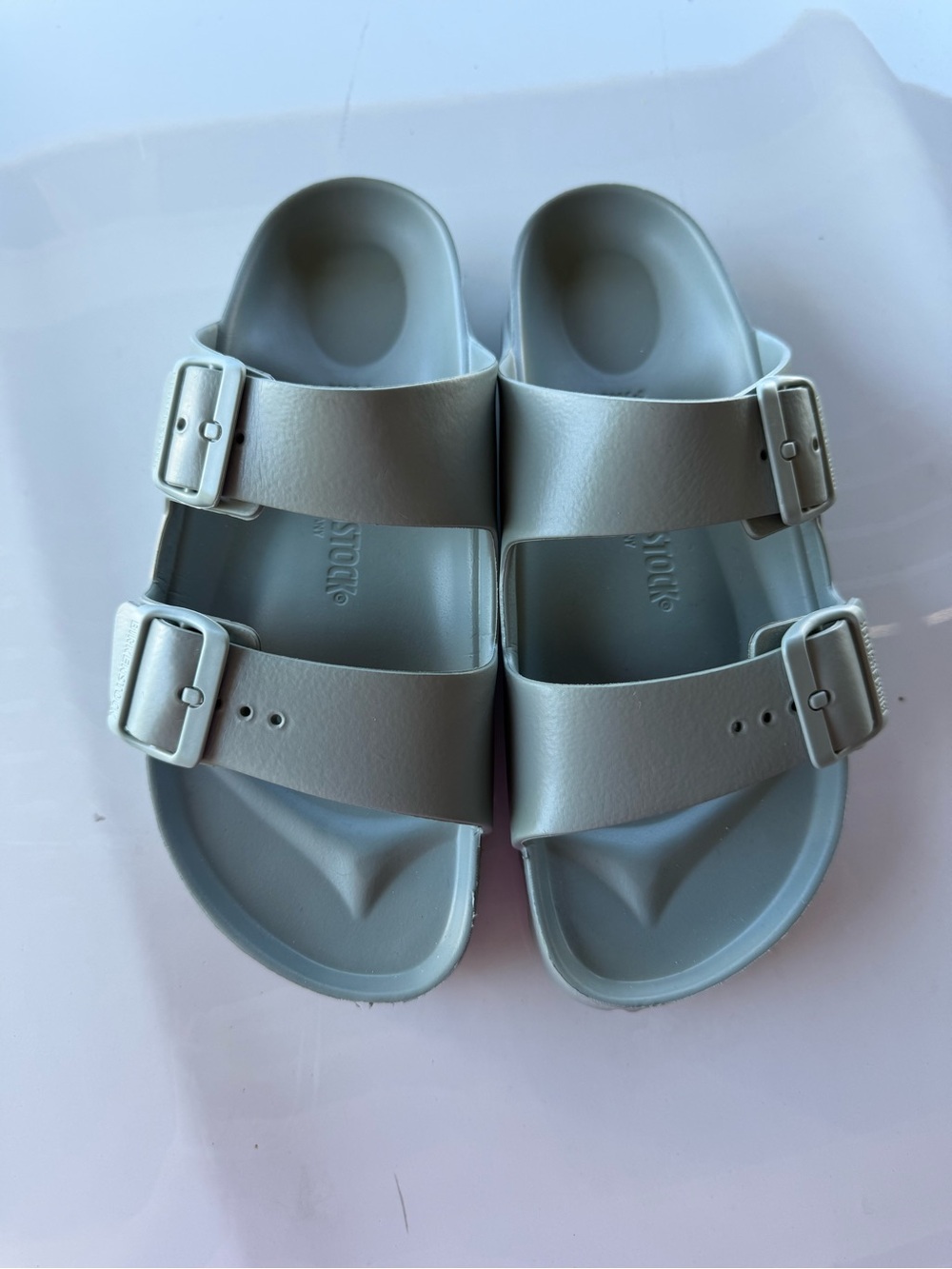 Birkenstock Women's Double Buckle Slide Sandals in Light Gray